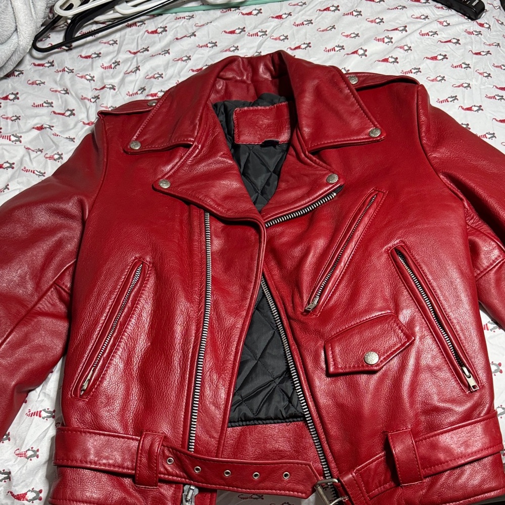 Vibrant Red Leather Women's Jacket